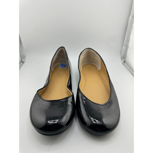 Nine West Fascinate Ballet Flats Size 7.5M Black Patent Leather Round Toe Shoes - Picture 3 of 11